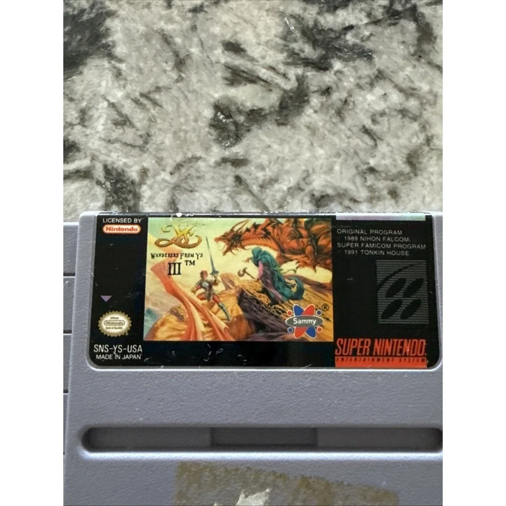 Ys III 3: Wanderers from Ys Authentic Super Nintendo SNES EXMT game cartridge